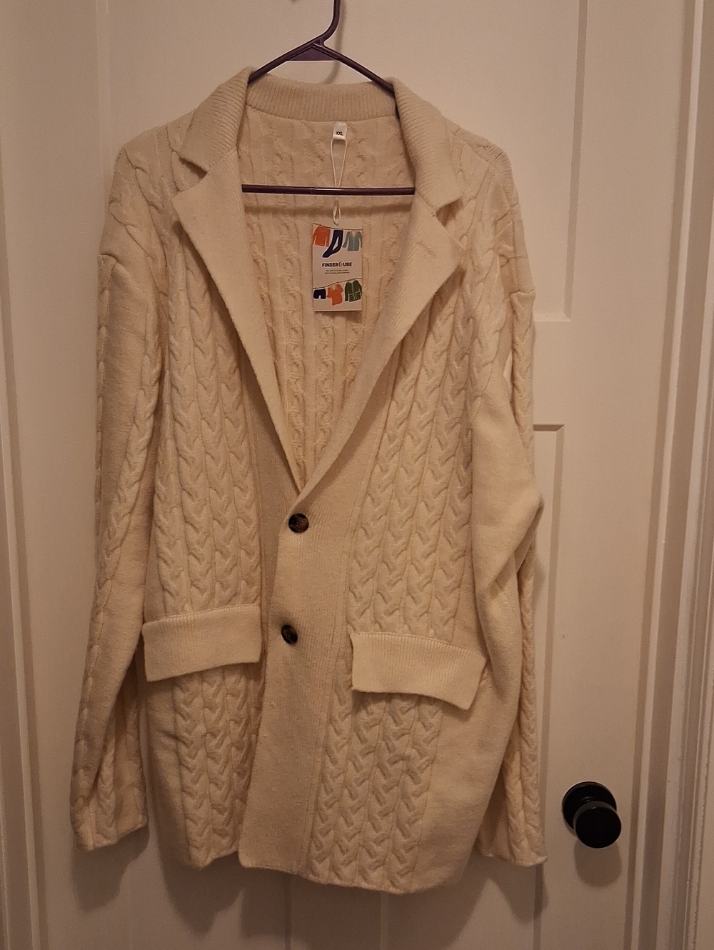 NWT Cream Cable-Knit Shawl Collar Men's Cardigan Jacket/Sweater XXL
